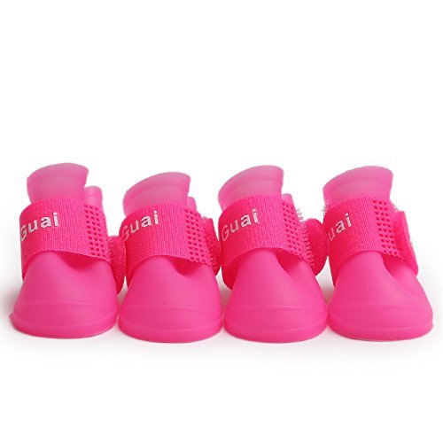 Dog Walking Running Nonskid Pure Rubber Sole for Small Pet Dog Puppy Cat Boot Shoes Booties, Elastic Protective Multi-Usage All-Terrain Rubberized Dog Shoes (S#(4.3cm x 3.3cm / 1.7'' x 1.3''), Pink)