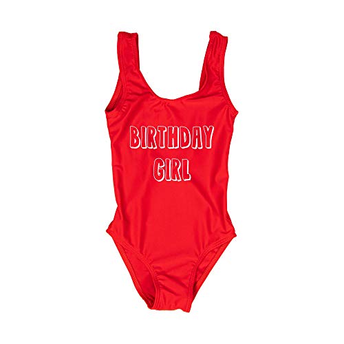 Birthday Girl Red One Piece Swimsuit- Red Monokini Little Girl Bday Suit