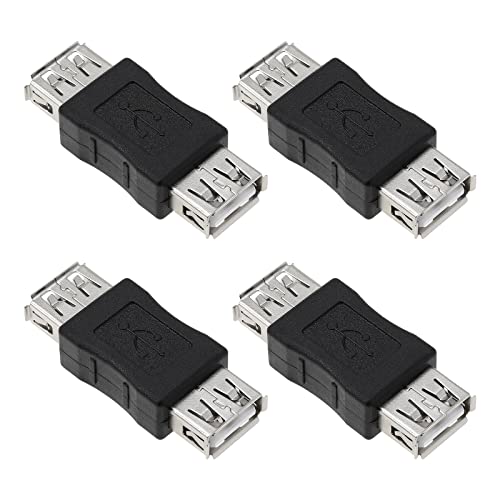 SING F LTD 4Pcs USB Female Socket Adapter Replacement USB 2.0 A Female to USB 2.0 A Female Coupler for Printers Keyboards Scanners Webcams PVC Black