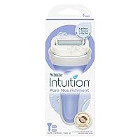 Schick - Intuition, Womens Razor Kit with 2 Refills, Pure Nourishment, 4 Blade Razor, Skin Moisturising Soap, Lather and Shave, No Shave Gel Required, Organic Cocoa Butter, Natural Ingredients
