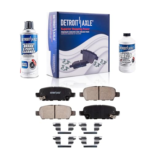 Image of Detroit Axle - Rear Ceramic Pads w /Hardware + Brake Cleaner Fluid Replacement for Infiniti QX60 JX35 Nissan Murano Pathfinder Quest Grand Vitara - 4pc Set