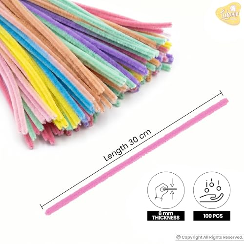 Image of Lakeer Pipe Cleaners 100 Pcs 7 Pastel Colors Chenille Stems for DIY Crafts Decorations Creative School Projects (6 mm x 12 Inch)