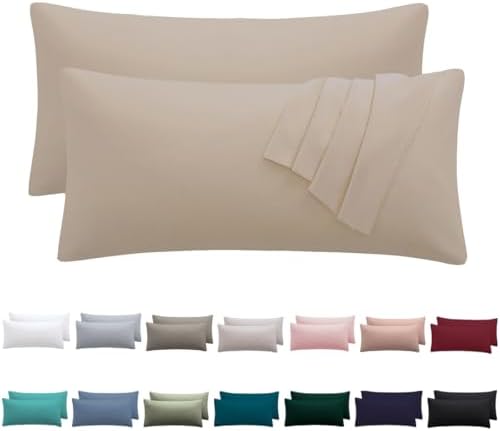 Nesture Kissenbezug 40x70 2er Set, Warmes Beige, 100% Mikrofaser | kopfkissenbezug 40x70cm mit Reißverschluss, kissenhülle weich & bügelfrei, atmungsaktiv, Pflegeleicht bei 60°C wa