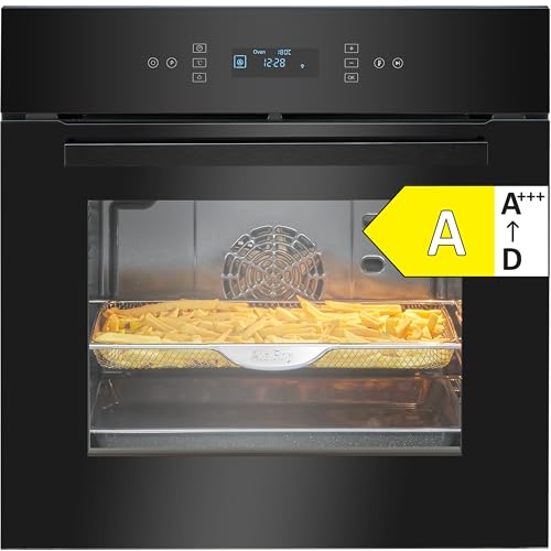 Bomann Einbau-Backofen mit Pyrolyse | Grill, AirFry, Umluft Ober-& Unterhitze | 67 Liter | Touch-Display | Schnellaufheizung | 50–280 °C | Zubehör-Set | autark | Energieklasse A | EBO 7912 schwarz