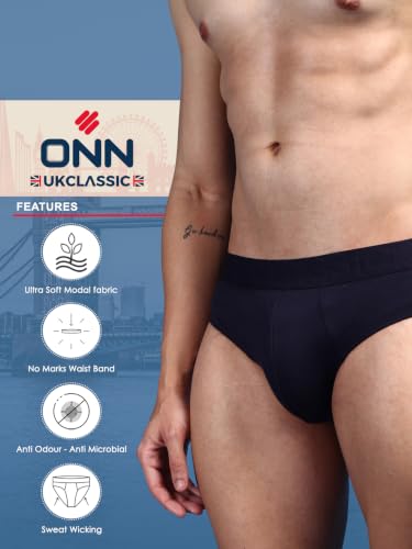 Image of ONN UK Classic Men's Ultra Soft Modal Fabric Brief with Feather Touch Ultra Soft Waistband (Pack of 1)