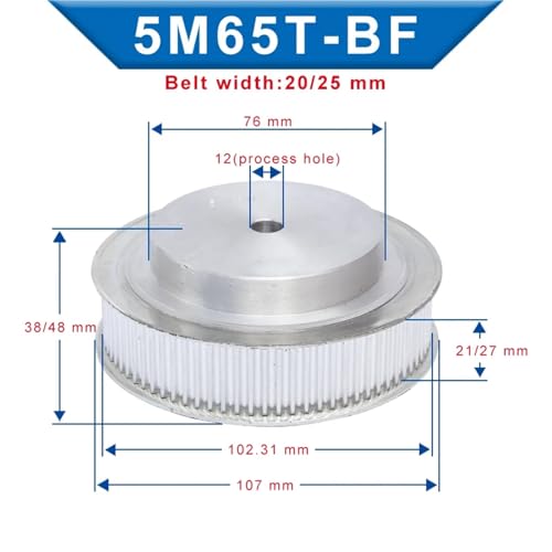 Poulie de distribution 5M en aluminium robuste à alésage 12 mm