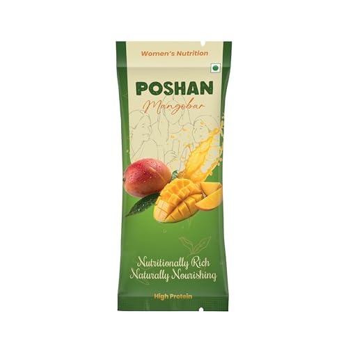 Image of POSHAN Women's Mango Bar Nutrition Protein Bar, 40 g | 8g Protein with 4G Fiber |No Added Sugar, 100% Vegetarian & Gluten-Free| Made with Dates, Ragi and Superfoods| No Trans Fat| Pack of 1