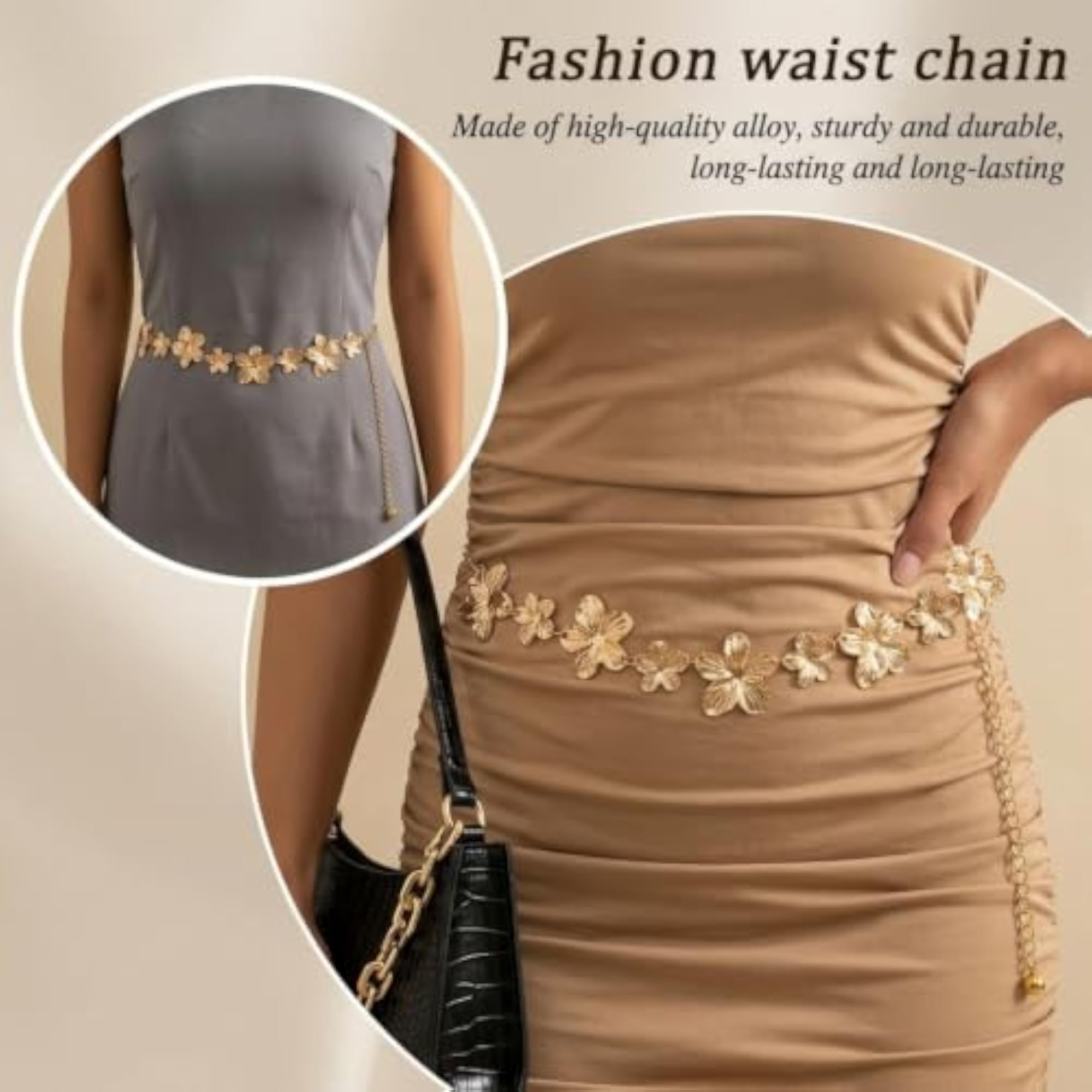 Women's Adjustable Waist Chain Belt for Dresses