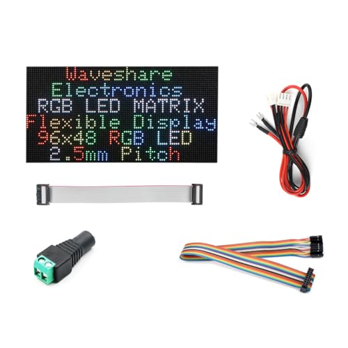 Waveshare Flexible RGB Full-Color LED Matrix Panel 2.5mm Pitch 96x48 Pixels Adjustable Brightness and Bendable PCB Compatible with Raspberry Pi/Raspberry Pi Pico / ESP32 / Arduino