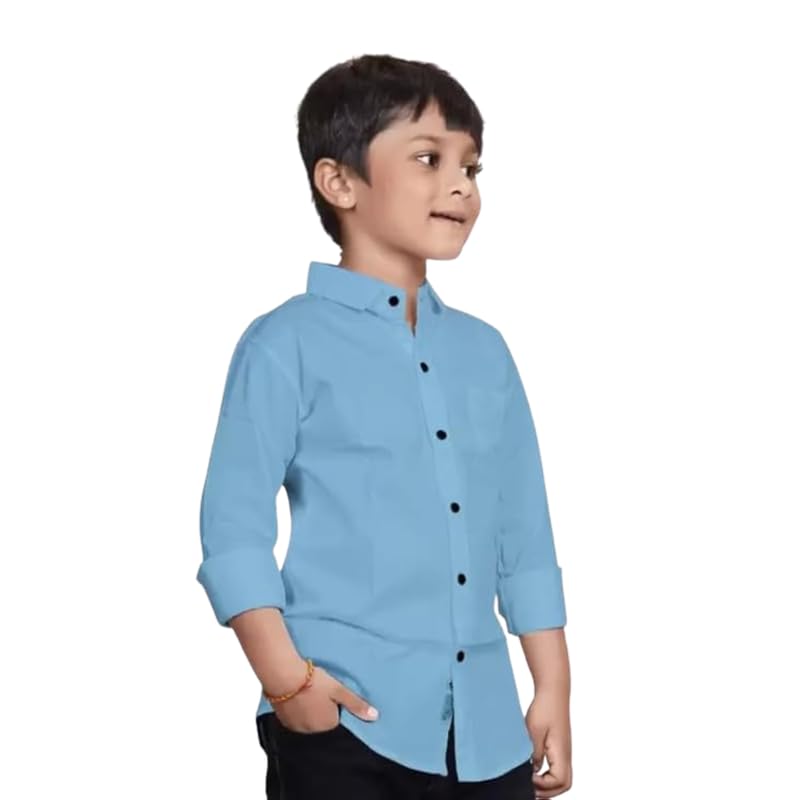 Image of Boys Cotton Blend Solid Full Sleeve Shirt with Spread Collar ? Casual Shirt for Kids