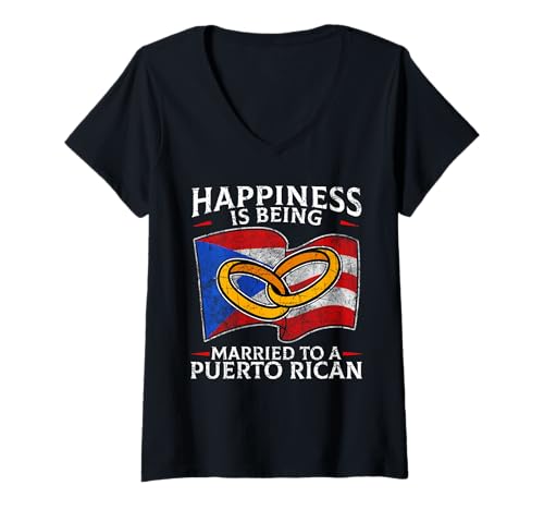 Womens Puerto Rican Wedding Commonwealth of Puerto Rico PR V-Neck T-Shirt