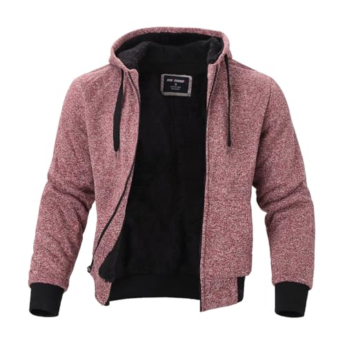 Image of LeeHanTon Sherpa Lined Hoodies for Men Heavyweight Full Zip Up Sweatshirt Thick Fleece Winter Warm Work Jackets Plus Size