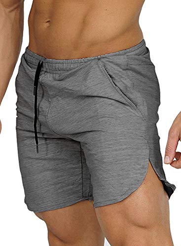 COOFANDY Men's Gym Workout Shorts Running Short Pants Fitted Training Bodybuilding Jogger with Pockets (Medium, Grey)