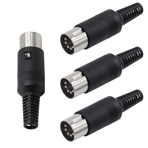 SHUKEFER 4PCS 5 Pin DIN Male Plug 5 Pin Din Solder Connector Male for Audio Video AV MIDI Cable Adapter Keyboard