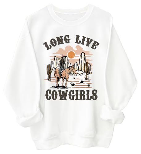Generic Unisex Women's Long Live The Cowgirls Sweatshirt, Vintage Boho Cowgirl Sweatshirt