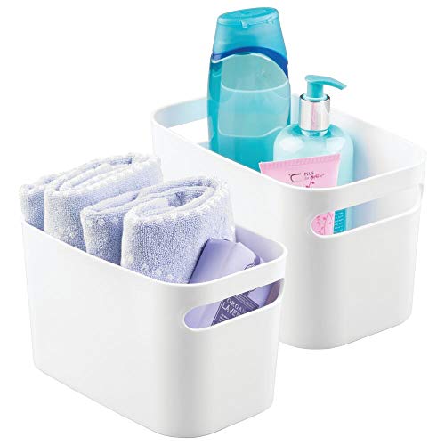 mDesign Deep Plastic Bathroom Vanity Storage Bin with Handles - Organizer for H