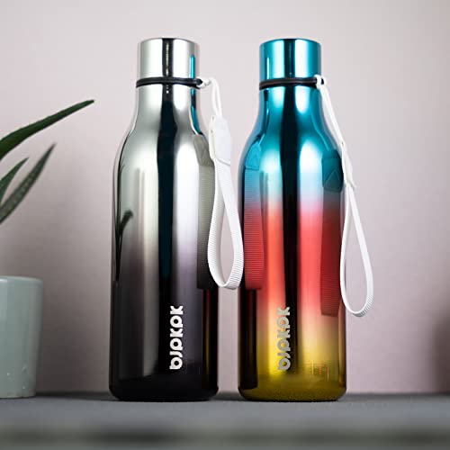 Image of BJPKPK Insulated Water Bottles, 18 oz Stainless Steel Metal Water Bottle with Strap, BPA Free Leak Proof Jugs,Mugs,Flasks, Reusable Thermal Flasks for Sports & Travel, Caribbean Sunrise