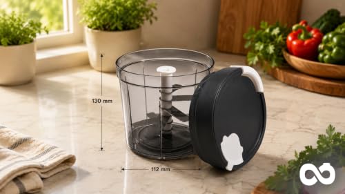 Image of DayWare Manual Vegetable Chopper | Virgin Food Grade Plastic | Top Feed Opening | Anit-Slip Rubber Grip | Ergonomically Designed Pull Handle | Blending Attachement