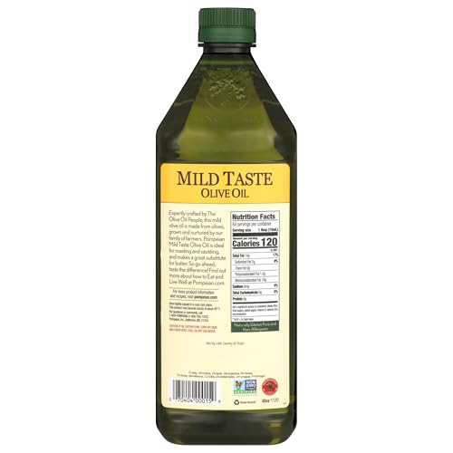Pompeian Mild Taste Olive Oil, High Heat Cooking, Baking & Sauteing, High Smoke Point, 32 Fl Oz