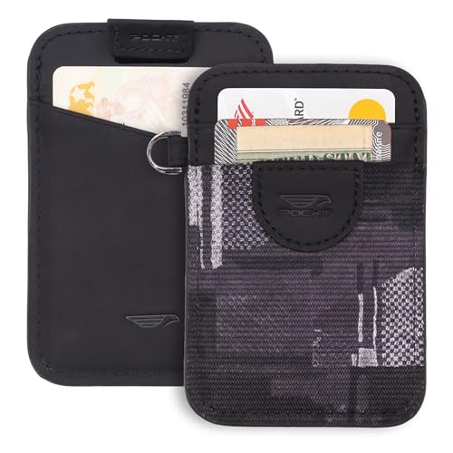 Image of POCKT Slim Card Holder Wallet For Men and Women - Minimalist Front Pocket Wallet Elastic Credit Card Holder Genuine Leather RFID Blocking Card Case Wallets | Smutch