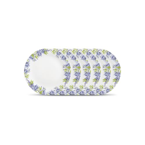 Image of La Opala Diva Pearl Collection Opal Glass Crockery | Quarter Plate Set of 6 | Lively Hues Design | for Snacking & Gifting | Microwave Safe | 100% Vegetarian | Extra Strong | Light & White