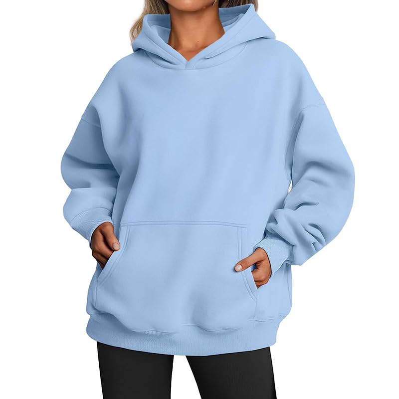 gscm Women's Casual Hoodie Oversized Hooded Pullover Sweatshirt Novelty Long Sleeve Top with Pockets Solid