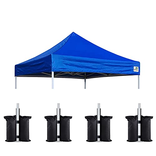 Image of Eurmax USA 8x8 Pop Up Canopy Replacement Top,Universal Instant Canopy Cover ONLY,Heavy Duty UPF 50+ UV Protection,Water & Wind Resistant Tarp,30+ Colors Available,Bonus 4 Sand Bags (Blue)