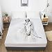 Chickwin Sábana Bajera Ajustable Colchones Decorativa, Microfibra Premium Animal Impresión Suave Transpirable Tela- Elástico en el Borde Bolsillo Profundo 30cm (Caballo Blanco,90x200+30cm)