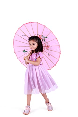 Image of TAGAS Baby-Girl's Valantino & Net Fit and Flare Standard Length Dress (KD-405-PINK-7 Pink 7 8 Years)