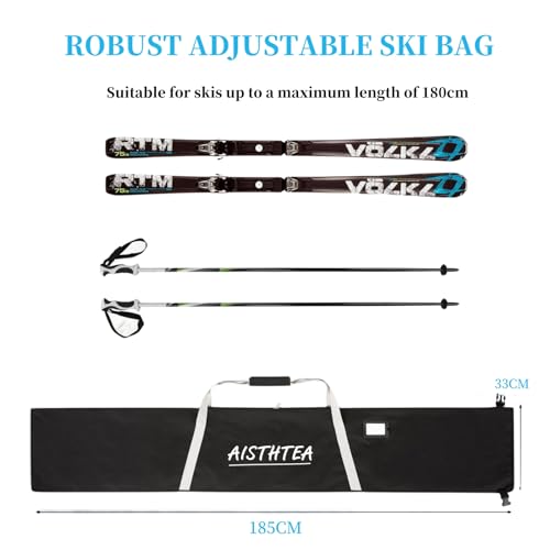 Aisthtea SKI-BAG-185CM-1680D Bag Snowboard Bag Ski Bag 1680D Waterproof And Wear-Resistant Polyester Adjustable Length Ski Sleeve Double Ski Boot Bagtravel Bag thumb #2