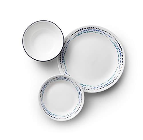 Corelle Vitrelle 18-Piece Service for 6 Dinnerware Set Triple Layer Glass and Chip Resistant, Lightweight Round Plates and Bowls Set, Ocean Blue - Image 3