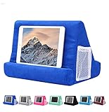 Joinhome Soft Pillow Tablet Pillow Stand for Ipad Stand Mult-Angle Tablet Phone Holder Lap Stand Mobile Phone Holder (Blue with Pocket)