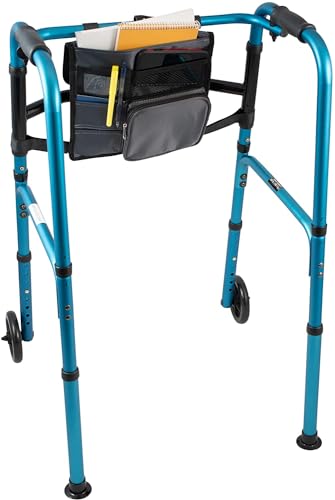 Folding Walker by Carex Health Brands with 5" Wheels, Glides, and Organizer