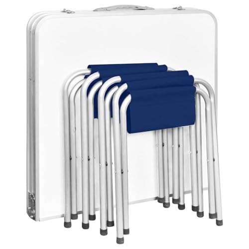 vidaXL Campingtisch Gartentisch Klapptisch 4 Hocker Klappbar H&ouml;henverstellbar