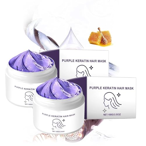 Mascarilla Capilar Con Queratina Morada, Acondicionador Profundo, Mejora El Encrespamiento, Activa Las Raíces Del Cabello, Hidrata Y Restaura La Suavidad, Realza El Brillo Con Keratin Repair (2pcs)