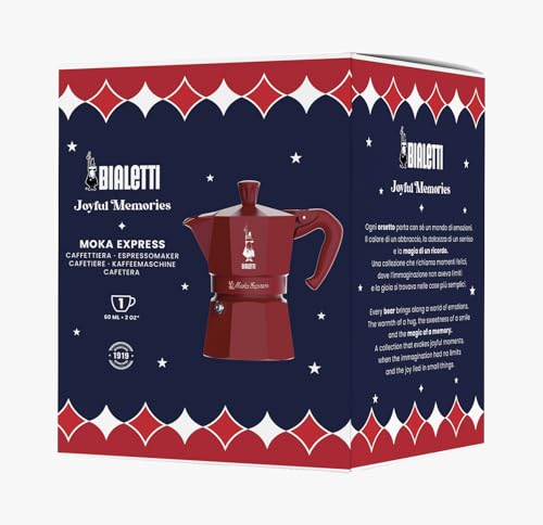 Bialetti Moka Express Natale 2025, Caffettiera Rossa 1 Tazza, Edizione Speciale Joyful Memories, 60Ml In Alluminio - 2