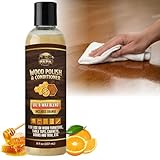 Natural Wood Polish & Conditioner with Orange Oil - Beeswax Furniture Polish and Cleaner, Oil & Wax Blend for Furniture, Cabinets, Tables, Doors & Trim, Enhances Color & Grain, Wood Care, 8 fl oz