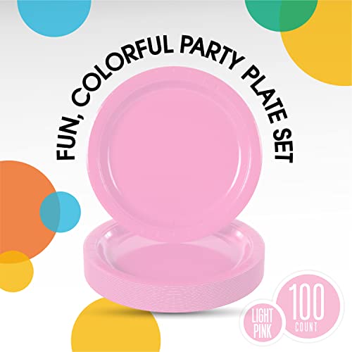 Exquisite Pink Paper Plates 9 Inch 100 Count - Pink 9 Inch Paper Plates - Bulk Paper Plates Pink Disposable Plates - Great For Any Event - Disposable Cake Plates Paper Plate Pink #TOP1