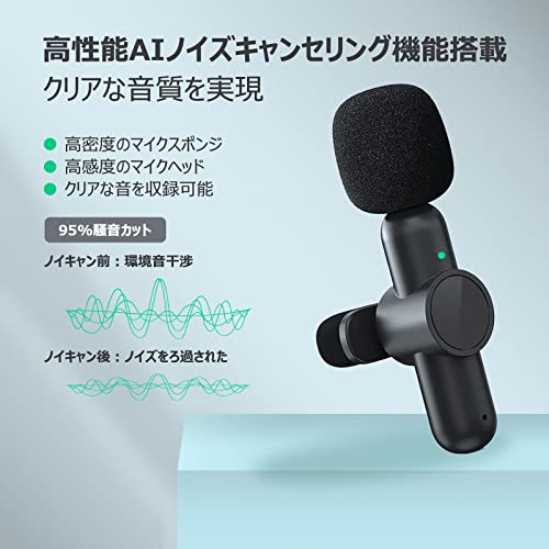 【360°集音ピンマイク】type-C ピンマイク ワイヤレス iPhone 16/15シリーズ対応 Android用 Type-C 瞬時接続 ノイズ軽減 プラグ＆プレイ APP不要 Bluetooth不要 7時間連続使用 クリップ式 Vlog撮影/動画配信/生放送等に対応 収納袋付き（Type-C機種対応）