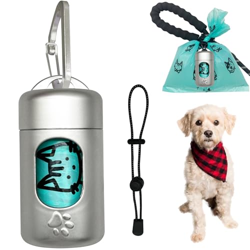 Image of Dog Poop Bag Dispenser for Leash with Snap Clip, Skin-friendly Texture Waste Bag Holder for Dog Walks and Cats, Pets Litter Bag Container, Indoor & Outdoor Use (Metal Color, 1)