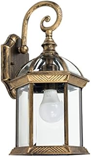 MiniSun Traditional Style IP23 Rated Brushed Gold Aluminium Hanging Outdoor Garden Wall Light