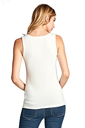 Solid Extra Soft Bamboo Sleeveless Tank Top Undershirt For Women- Made In Usa (Large, Ivory) #TOP4