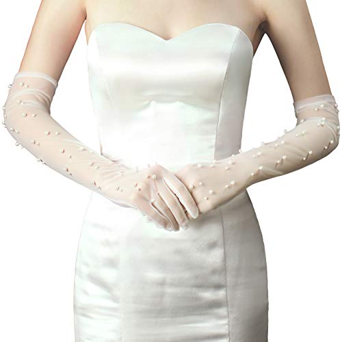 Guantes largos de boda de tul para mujer accesorio elegante de ópera y fiesta