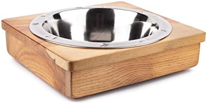 OFTO Elevated Single Bowl Universal for Dogs Cats, one Stainless-Steel Bowl, Solid Wood, one Size, Water Dish, Feeding Station. No Assembly Required. Handcrafted in The USA
