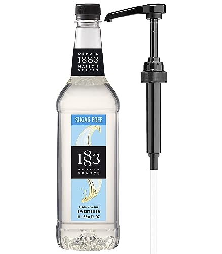 Image of 1883 Sugar Free Sweetener Syrup with Pump - Zero Calorie French Syrup for Coffee, Lattes, Iced Coffee & Drinks - 1L (33.8 fl oz) Bottle
