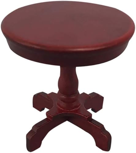 SXFSE Accesorios de decoración de casa de muñecas, muebles de casa de muñecas 112, mesa auxiliar redonda de madera en miniatura, juguete de