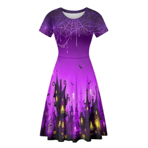 Image of Forchrinse Summer Dresses for Women Crew Neck Short Sleeve Midi Dress Casual Beach Vacation Sundress