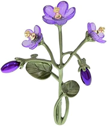 FDCSYP Brooch Pins for Women - Green Leaf Purple Flower Brooches Metal Pearl Violet Girls Party Jewelry Gifts,Purplepearl Shell 2-Color Enamel Office Brooc, Green,Violet,Purple