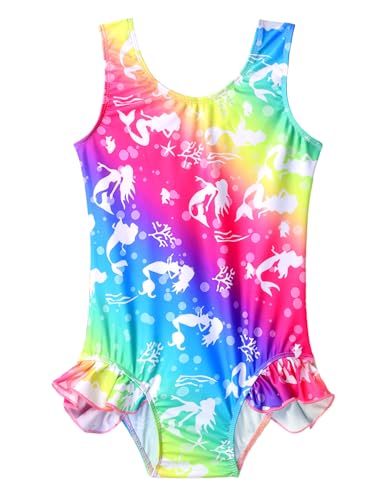 Image of Snowheart Girls Bathing Suit Toddler Swimsuit Girl Hawaiian Floral Ruffle One-Piece Breathable Swimwear 4-10T
