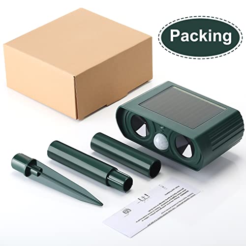 Kittmip 3 Pack Ultrasonic Solar Animal Repeller Waterproof Outdoor Cat Dog Repellent with Motion Sensor for Squirrel Animal Garden Yard Farm - Thumbnail 7